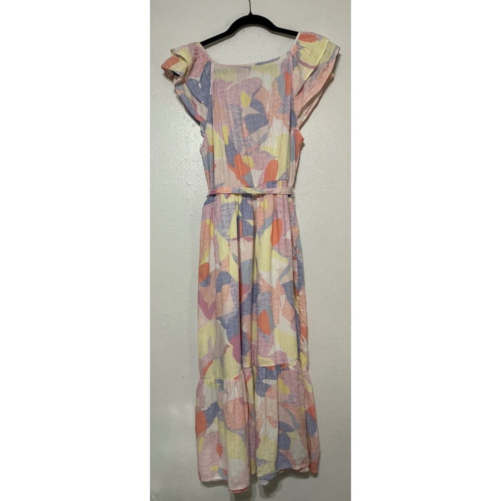 Gap Print Flutter Sleeve Midi Dress Cottagecore Coastal Beachy Resort Vacation M - Picture 2 of 9